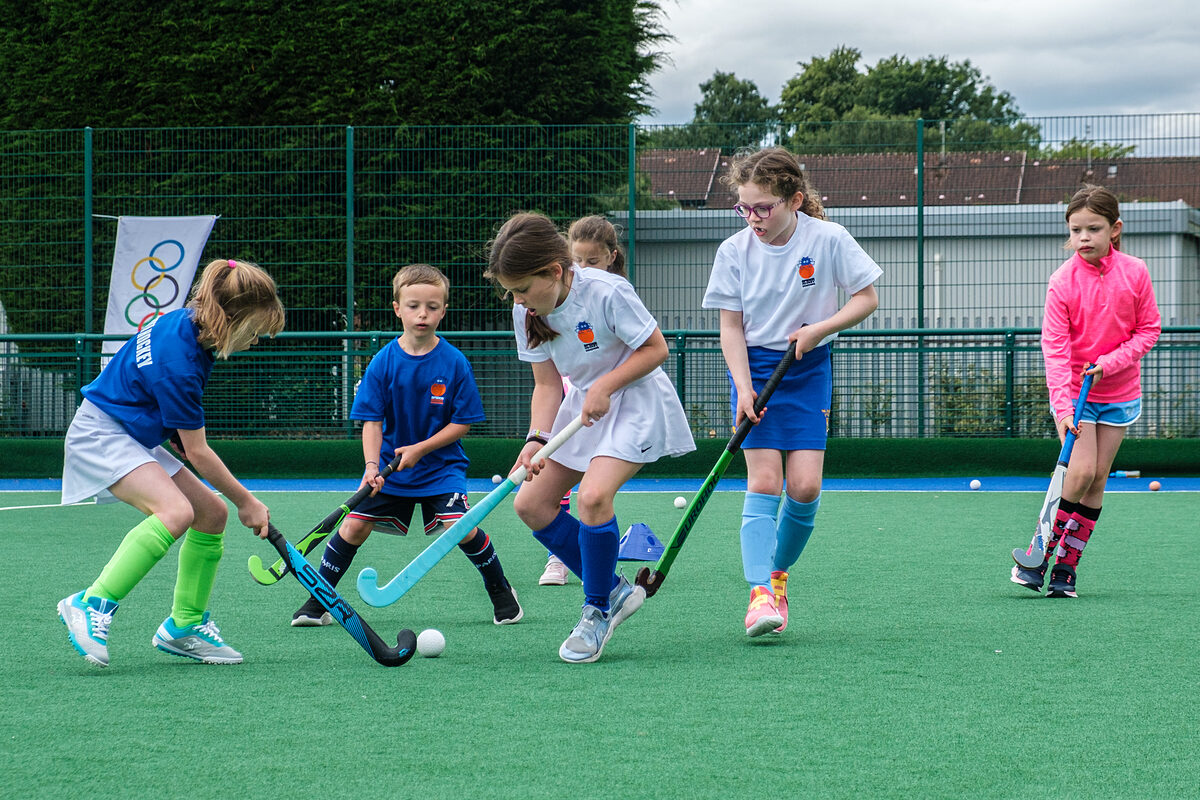 The youngest Spider Hockey players during a small sided game